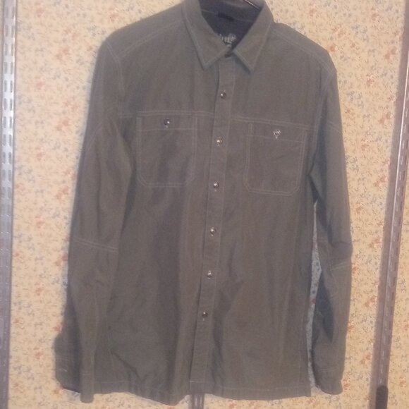 KUHL - Men's Medium Long Sleeve Button Down Green / Grey Shirt Outdoor Rugged - Picture 1 of 7